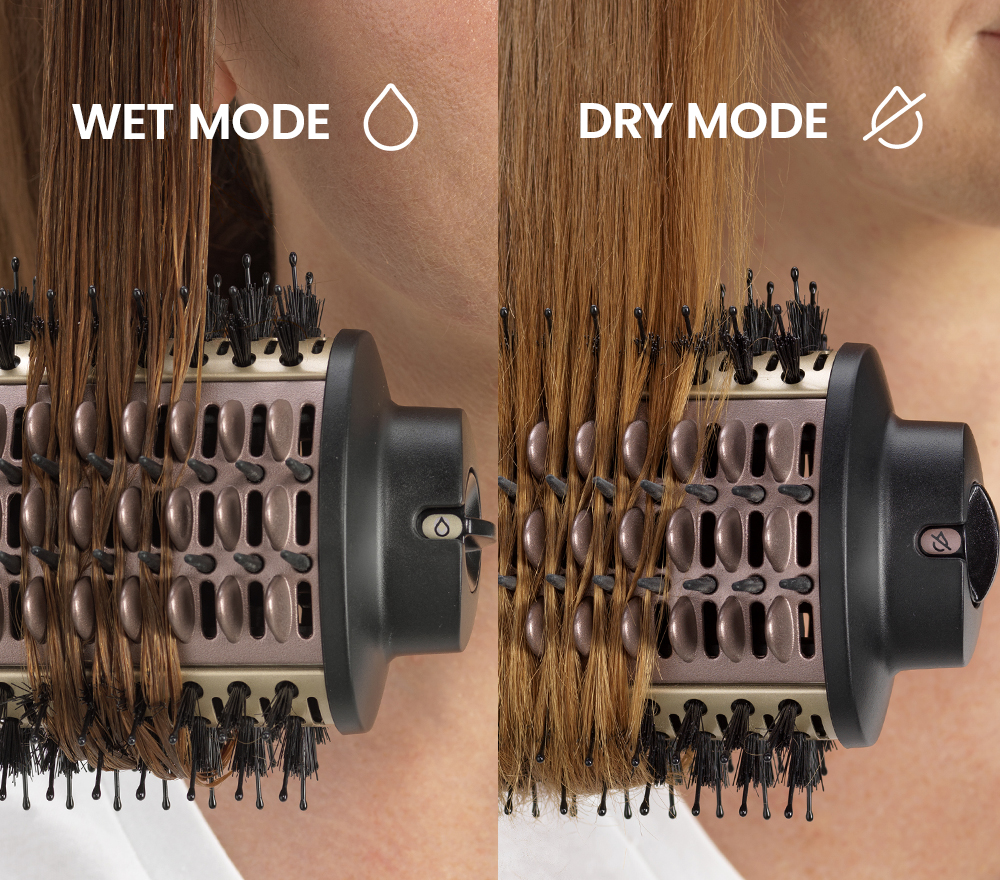 2-in-1 wet-to-dry hair styler with wet and dry mode